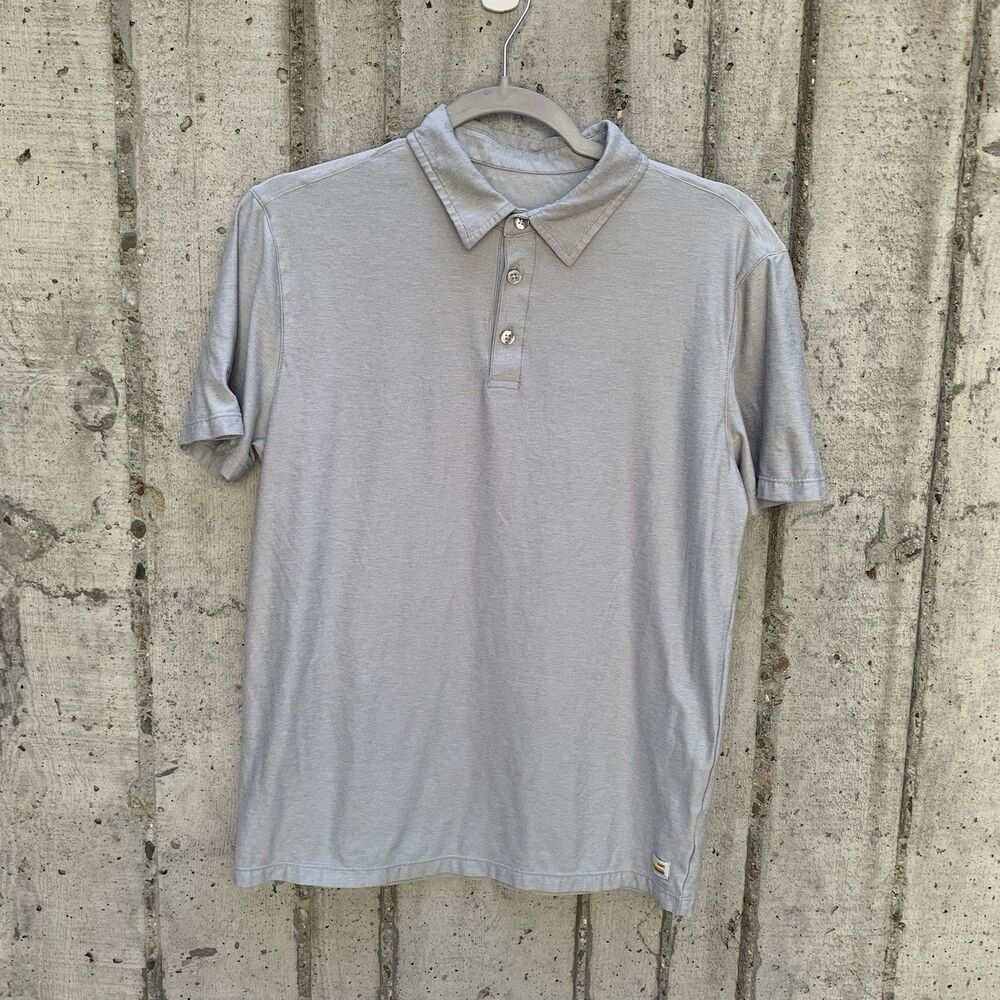 Vuori Men's Strato Tech Polo Gray Solid Knit Short Sleeve Golf Performance Sz S
